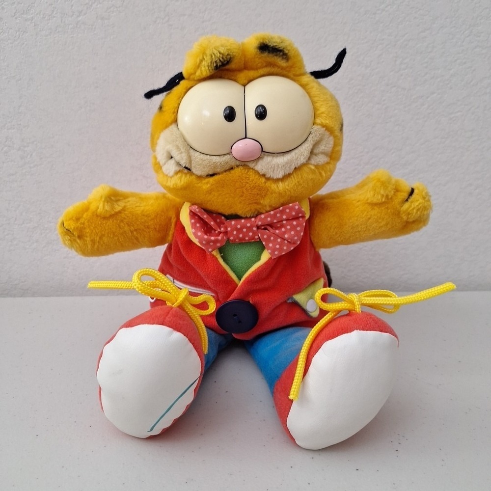 RARE Vtg DAKIN 1981 Garfield The Cat Snappy‎ Dresser Learning Time Plush Stuffed